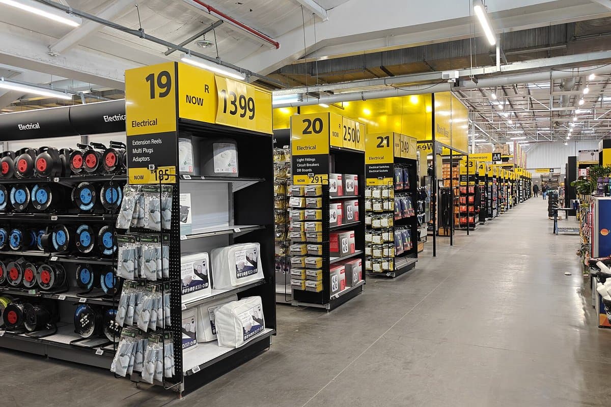 Builders warehouse aisle with construction supplies